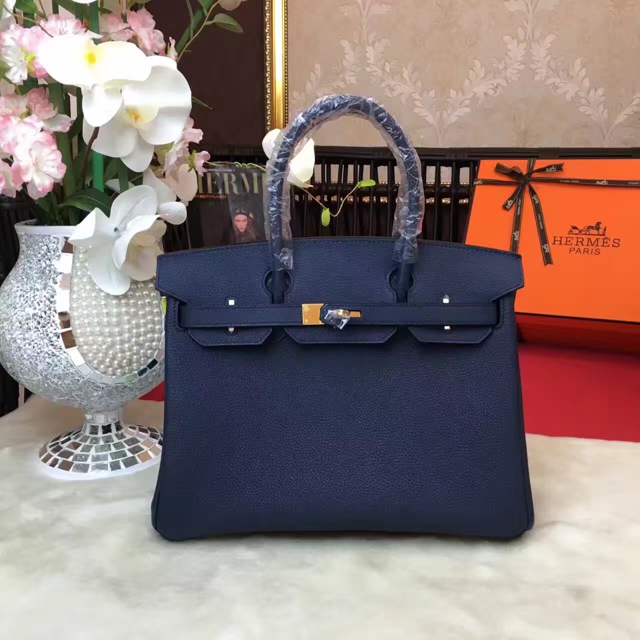 Hermes Birkin top leather black handbags