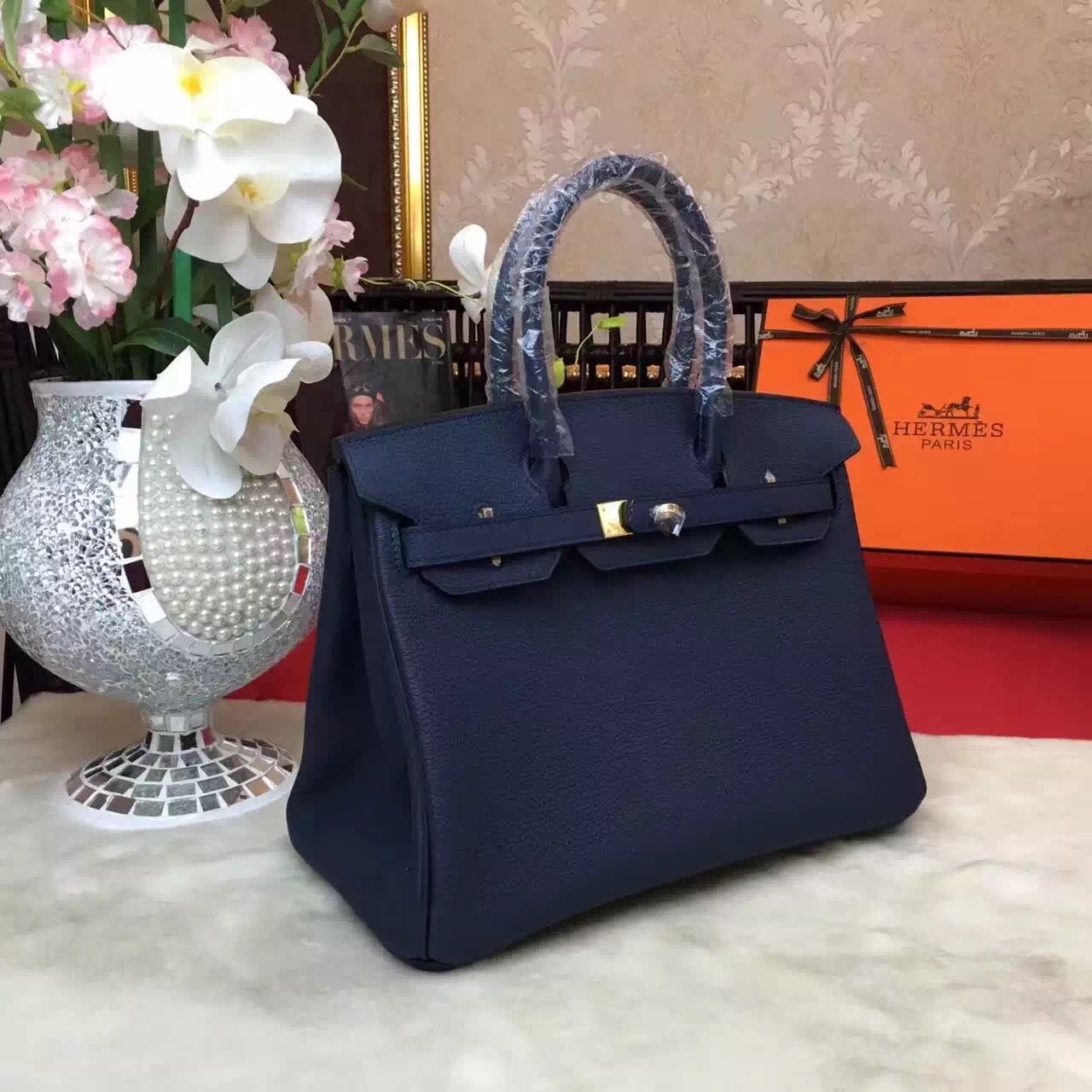 Hermes Birkin top leather black handbags