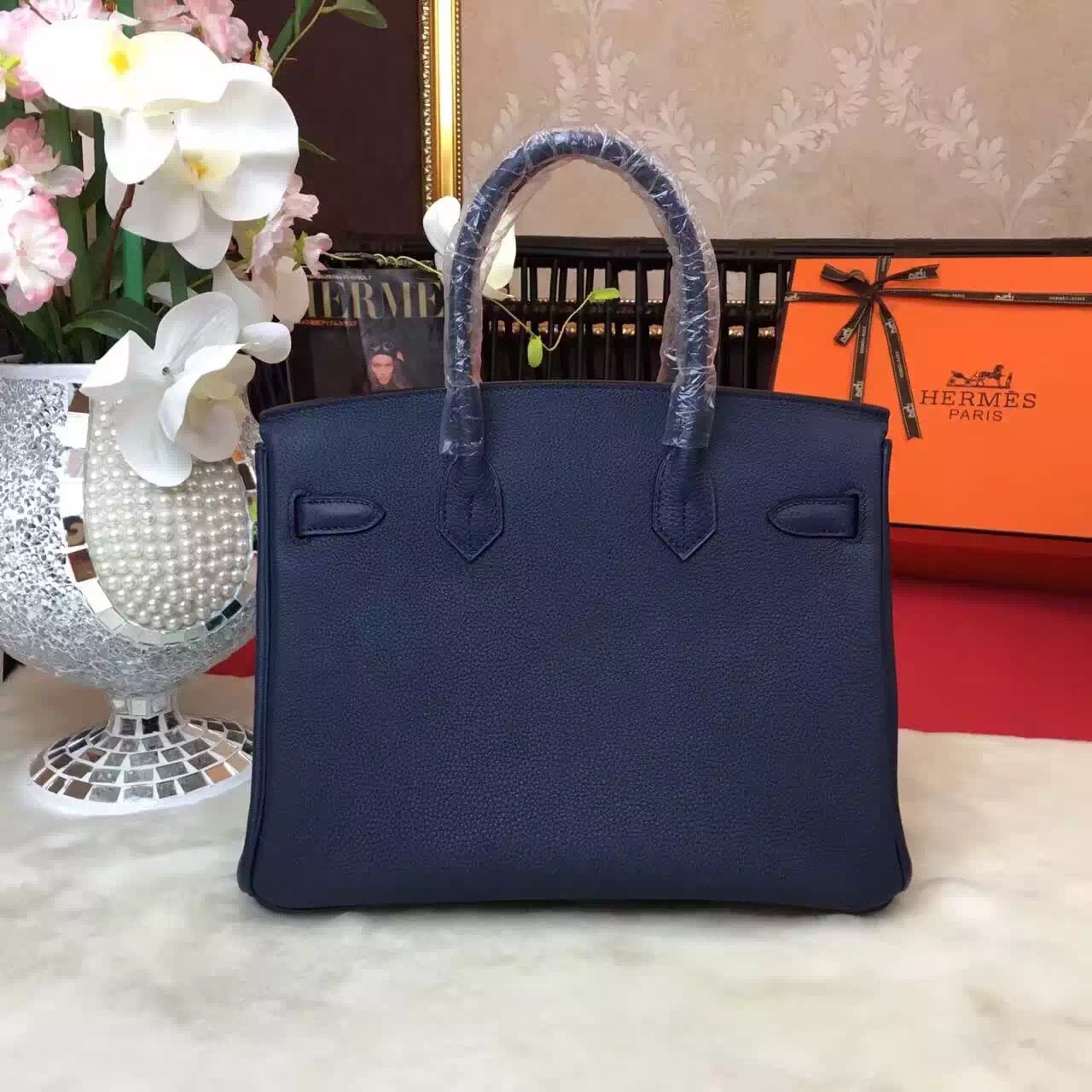 Hermes Birkin top leather black handbags