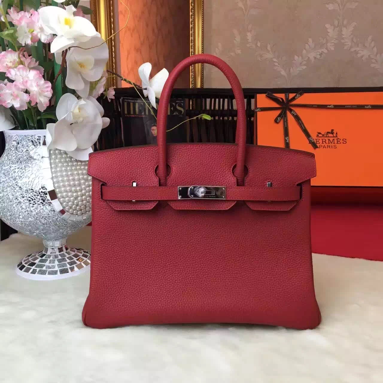 Hermes wine top leather Birkin handbags