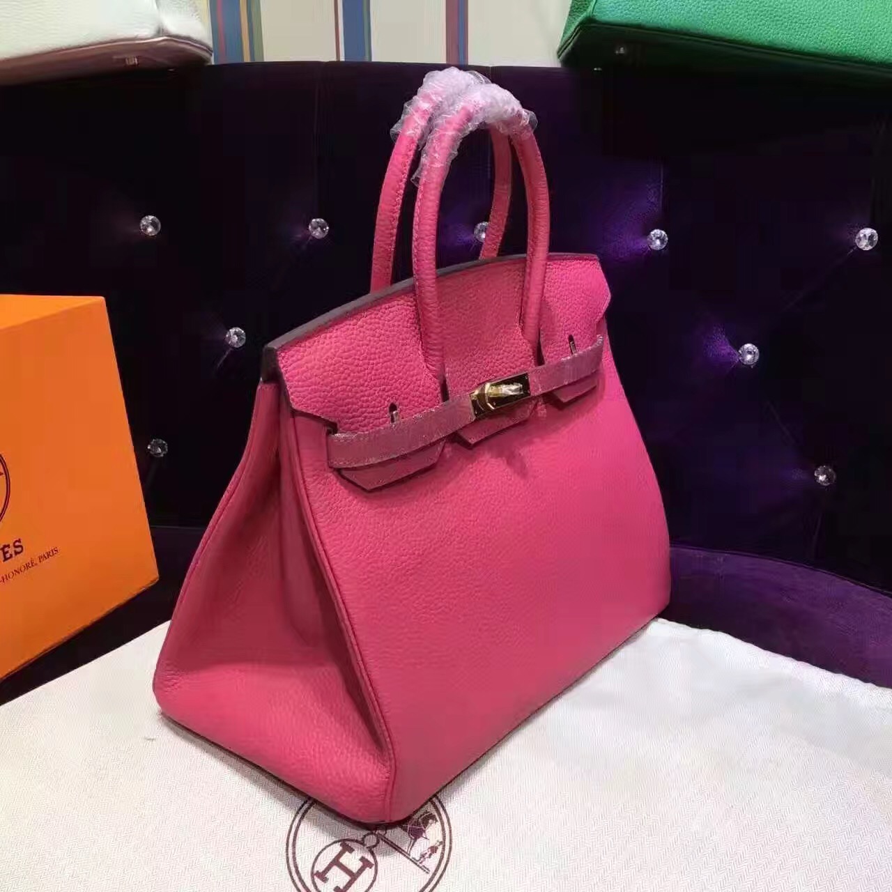 Hermes grain rose red Birkin handbags