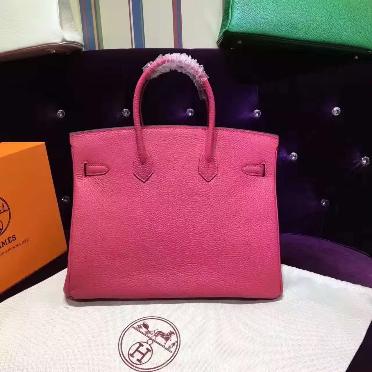 Hermes grain rose red Birkin handbags