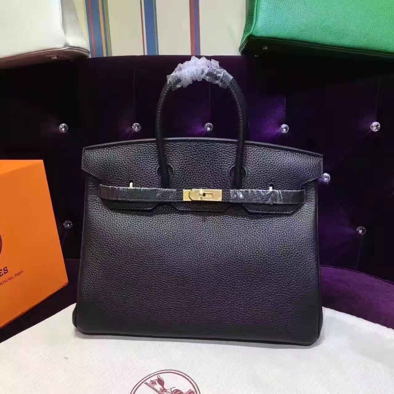Hermes grain black Birkin handbags
