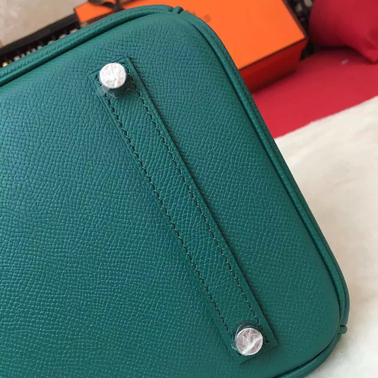 Hermes Epsom Birkin green top leather handbags