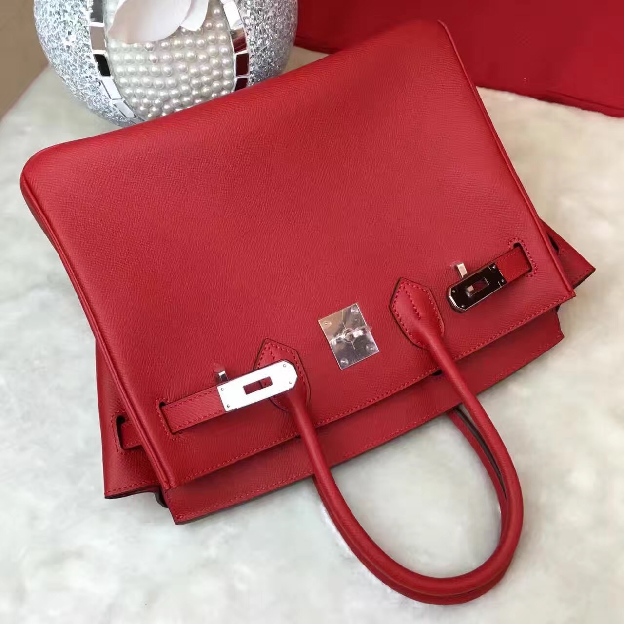 Hermes Epsom Birkin wine top leather handbags