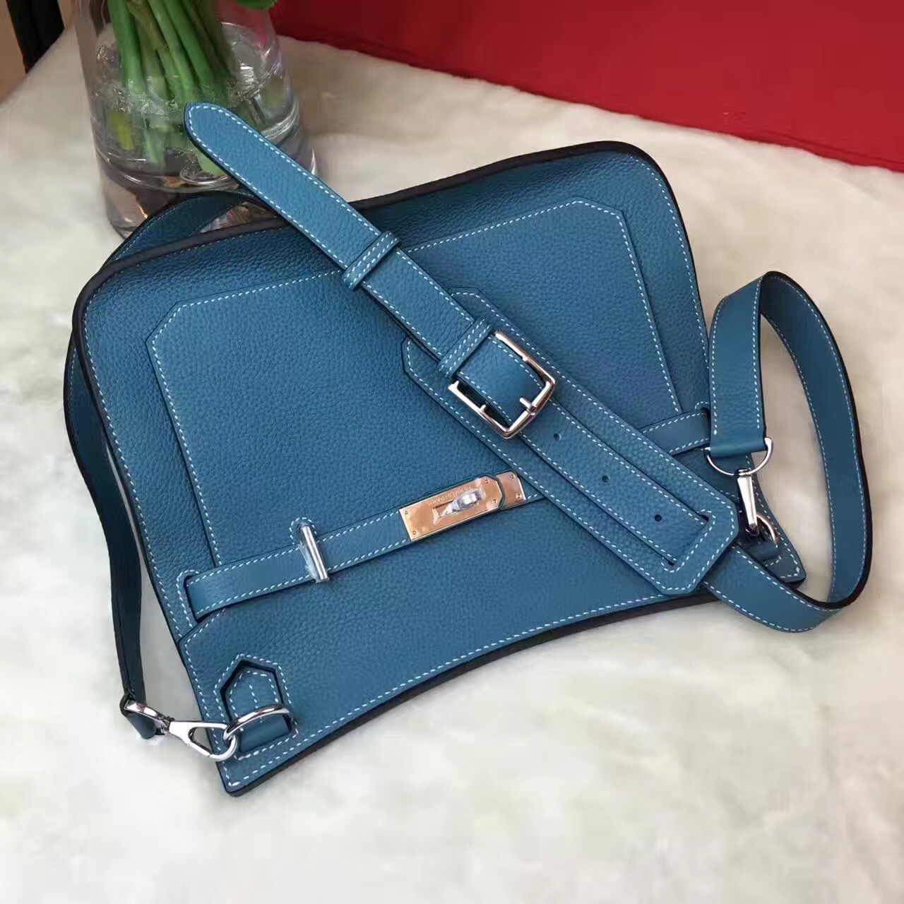 Hermes Jypsiere top leather blue handbags