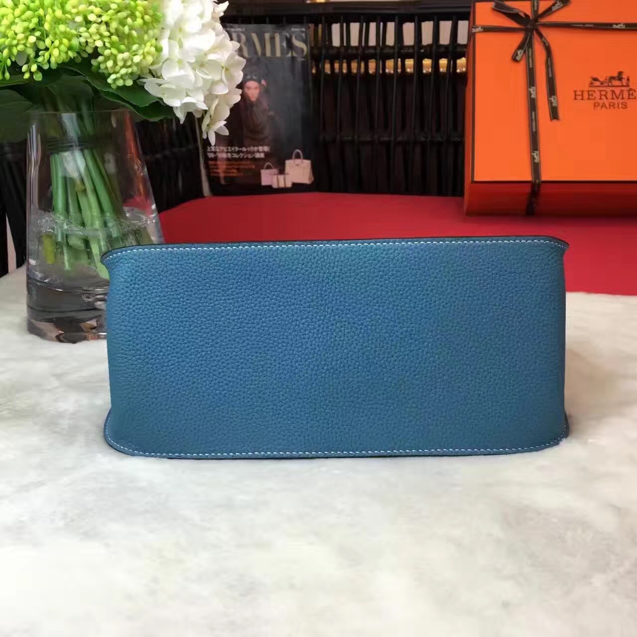 Hermes Jypsiere top leather blue handbags