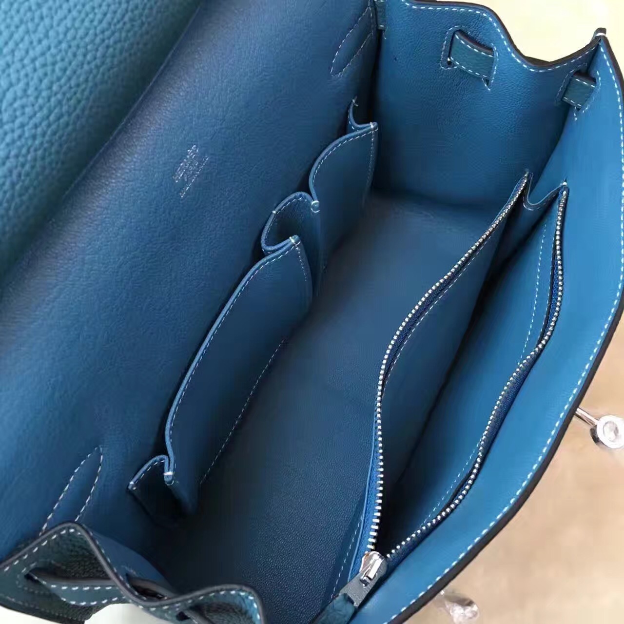 Hermes Jypsiere top leather blue handbags