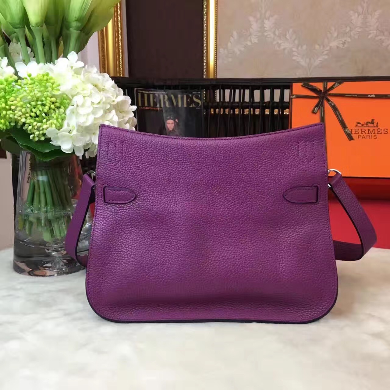 Hermes Jypsiere top leather purple handbags