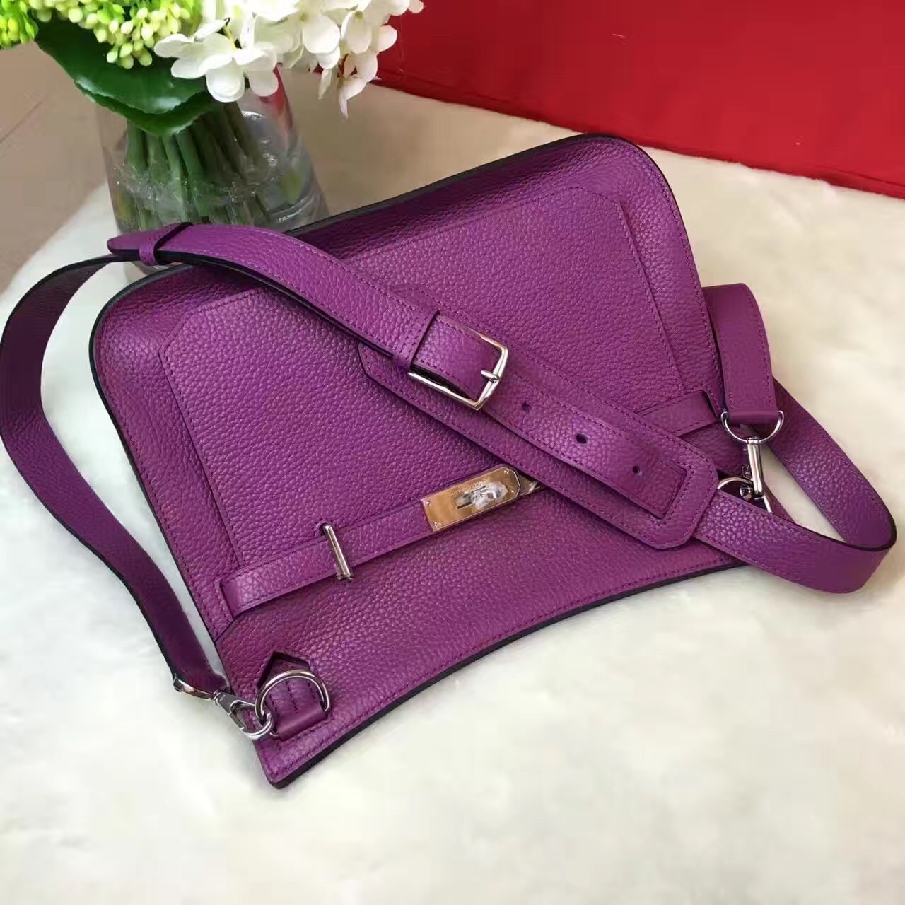 Hermes Jypsiere top leather purple handbags