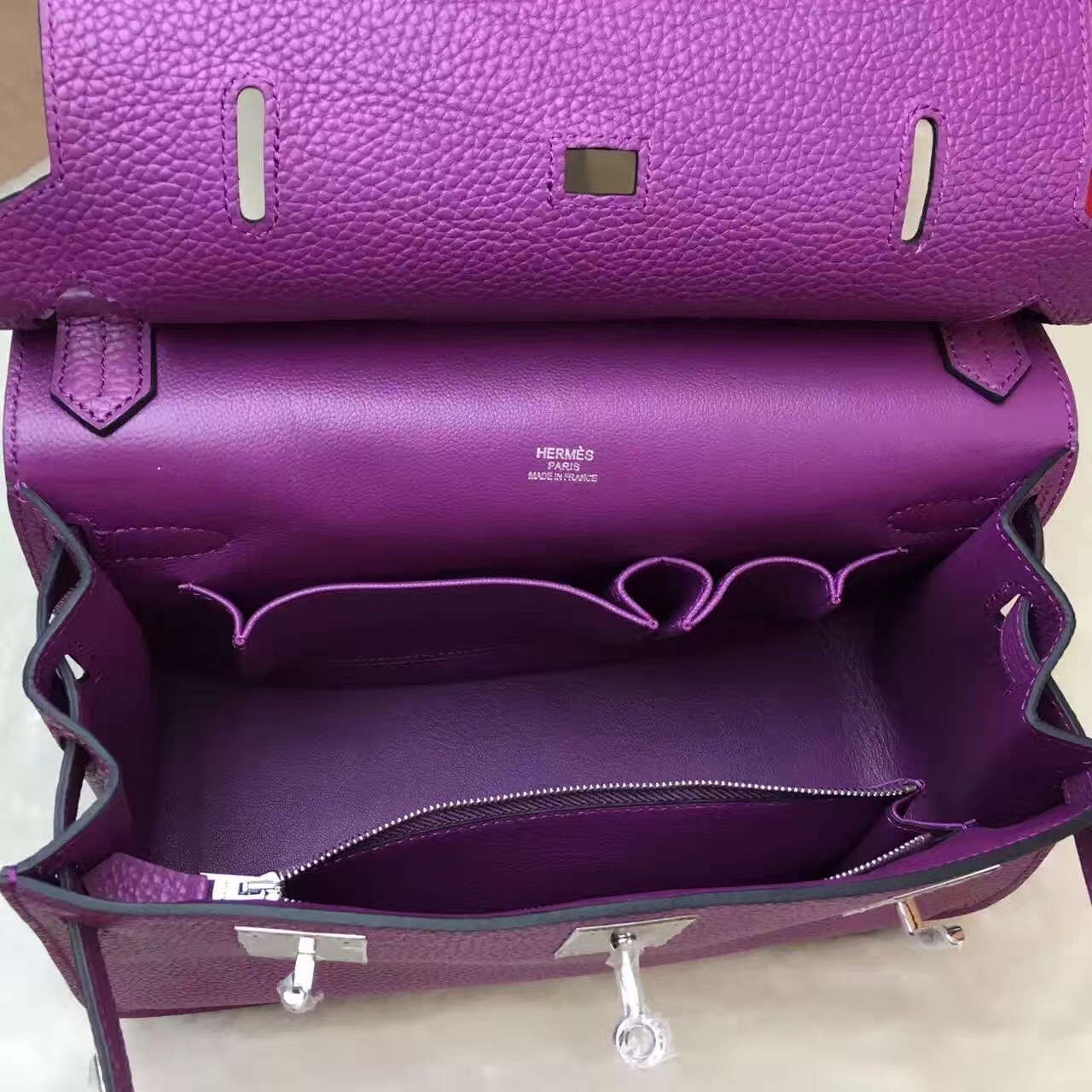 Hermes Jypsiere top leather purple handbags