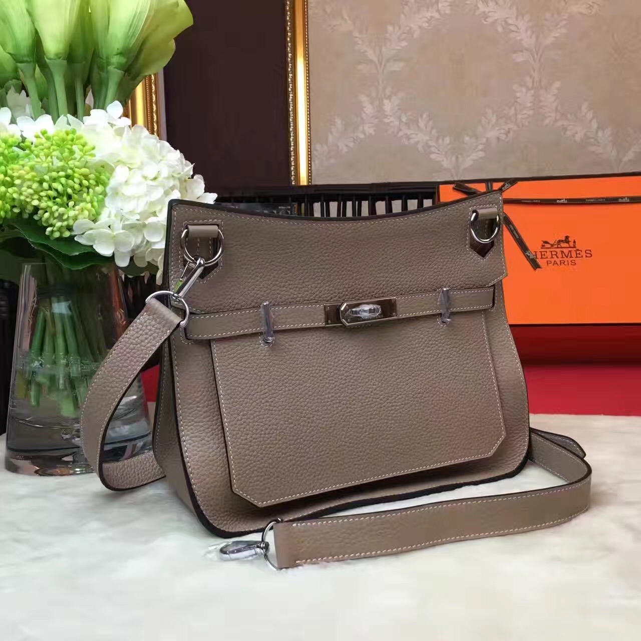 Hermes Jypsiere top leather gray handbags