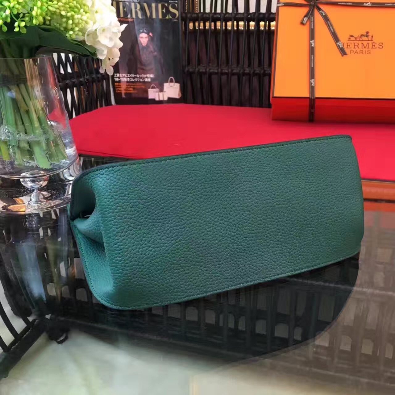 Hermes top leather green Jypsiere handbags