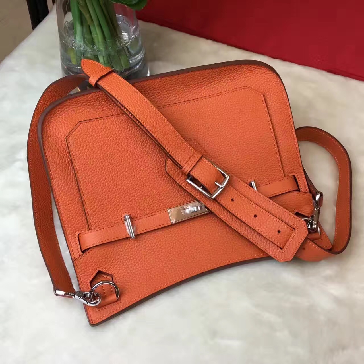 Hermes top leather orange Jypsiere handbags