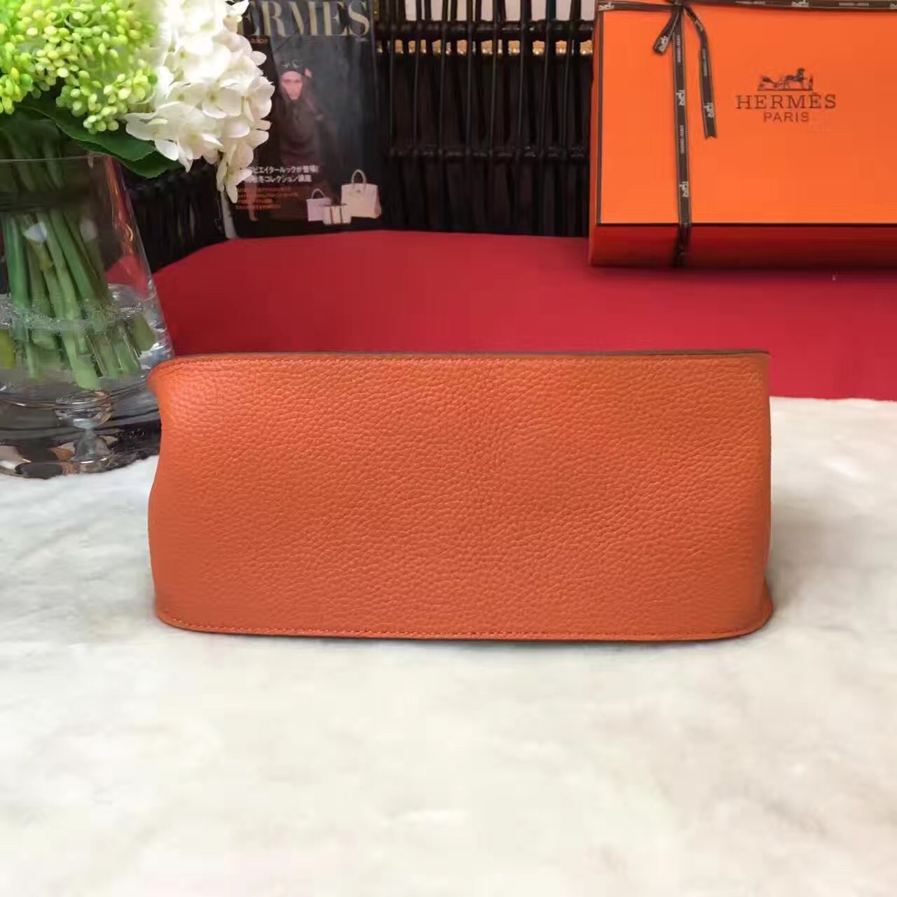 Hermes top leather orange Jypsiere handbags