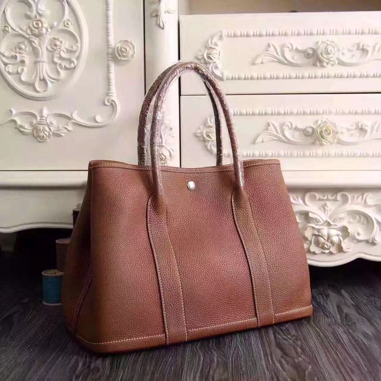 Hermes Garden Party coffee top leather handbags