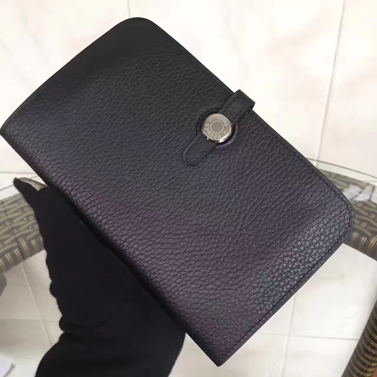 Hermes dogon wallet black handbags