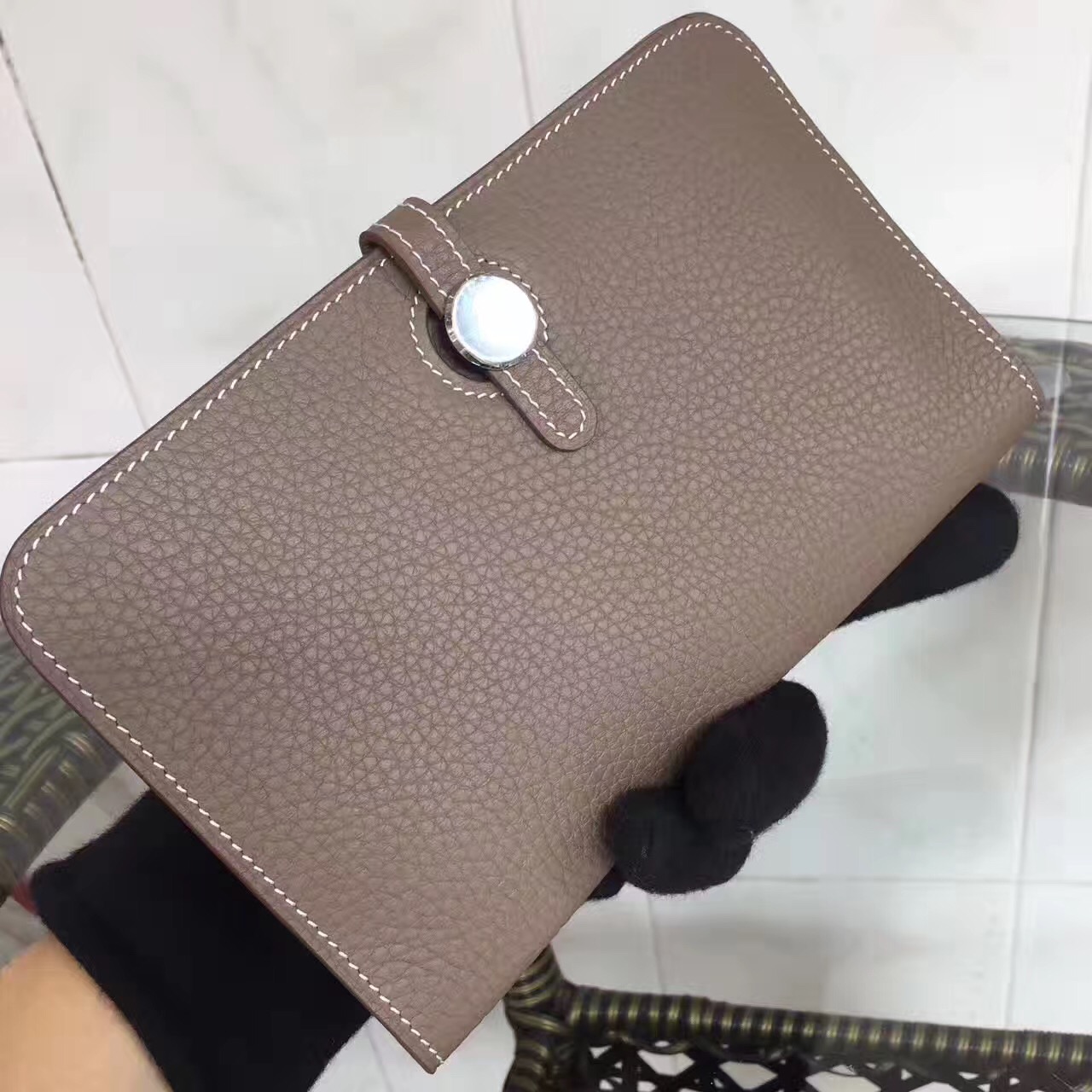 Hermes dogon wallet gray handbags
