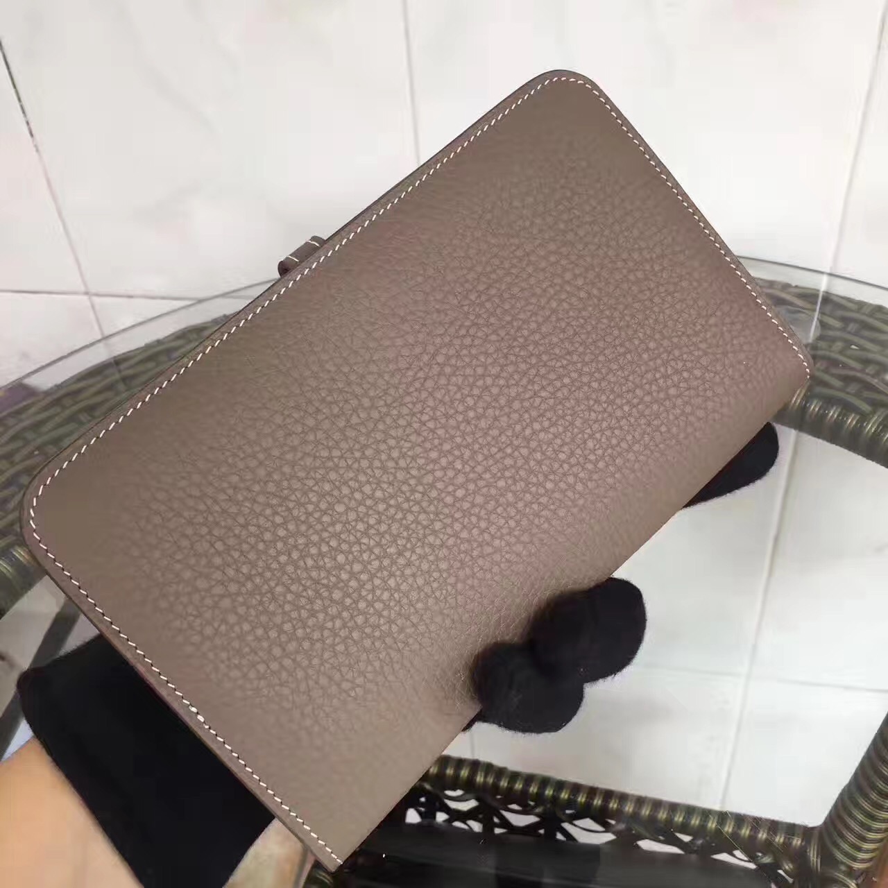 Hermes dogon wallet gray handbags