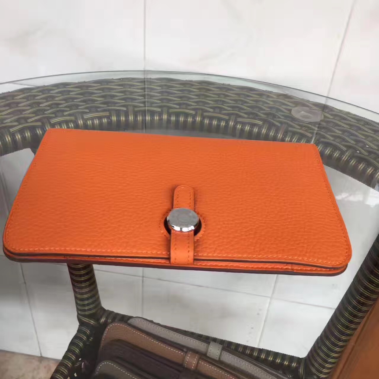 Hermes dogon orange wallet handbags
