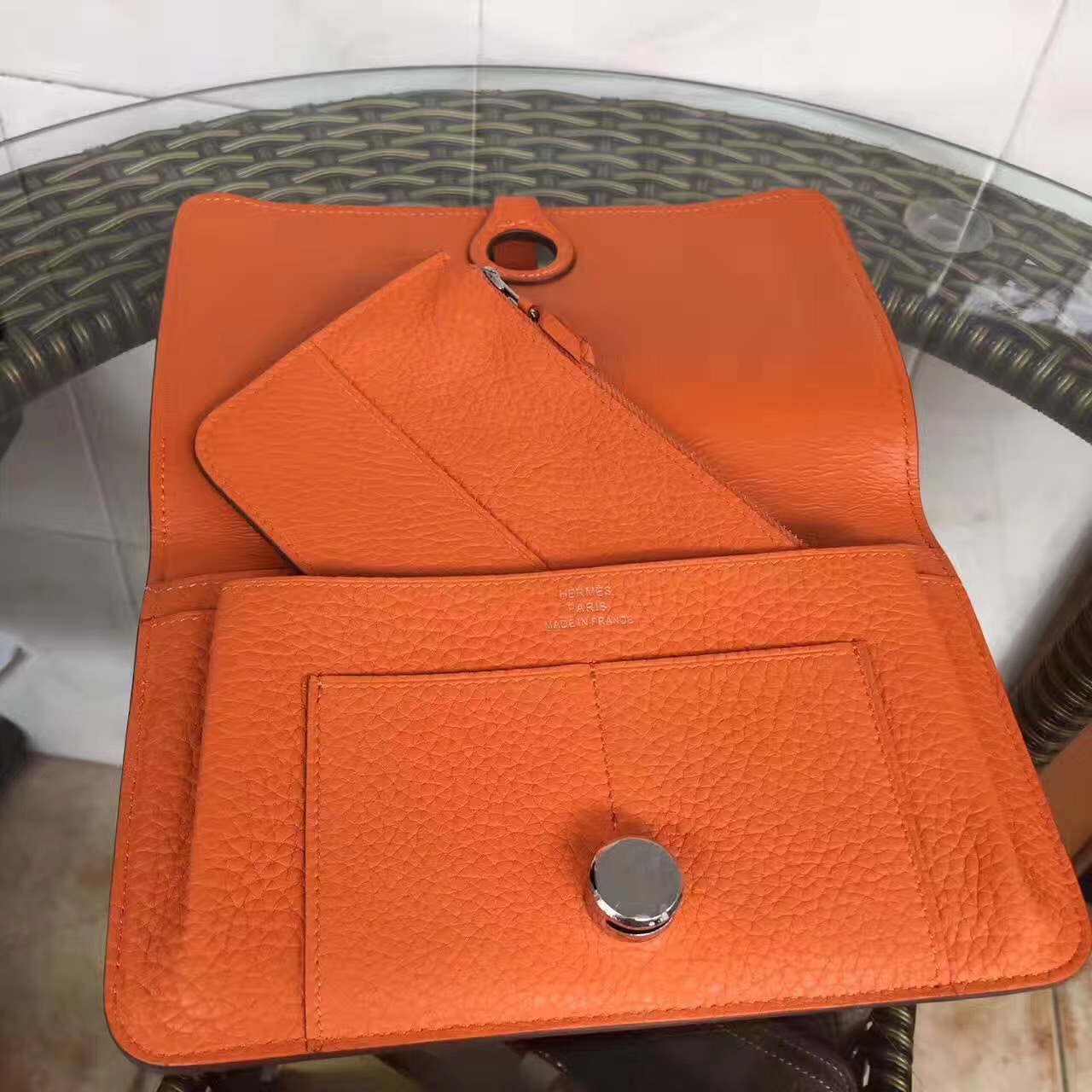 Hermes dogon orange wallet handbags