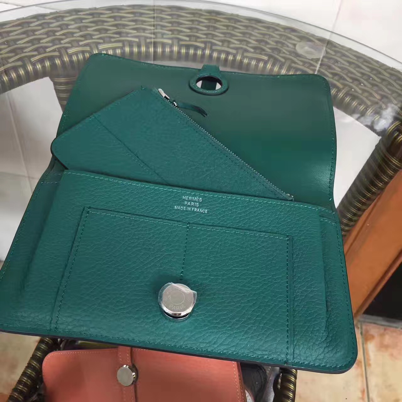 Hermes dogon green wallet handbags