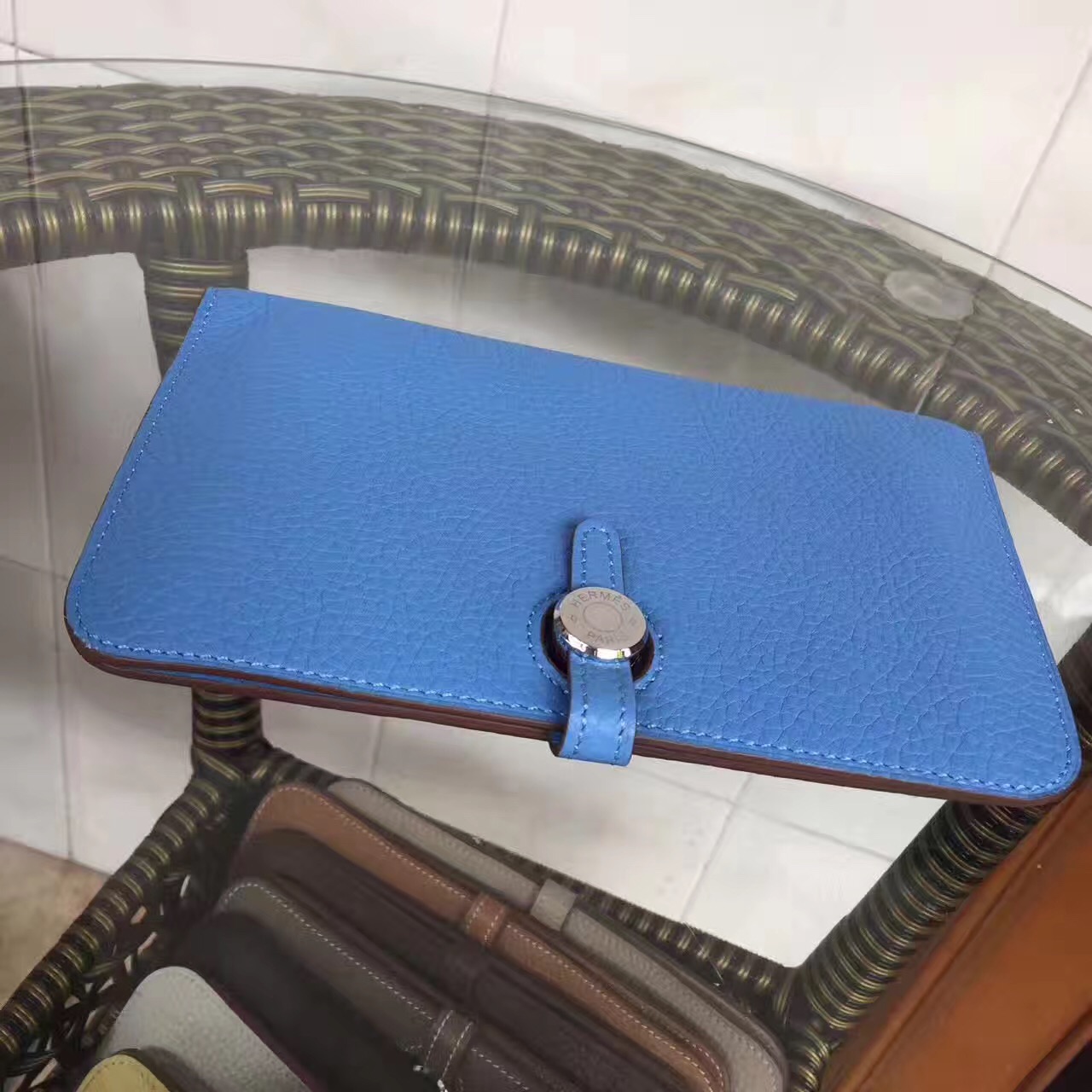 Hermes dogon navy wallet handbags