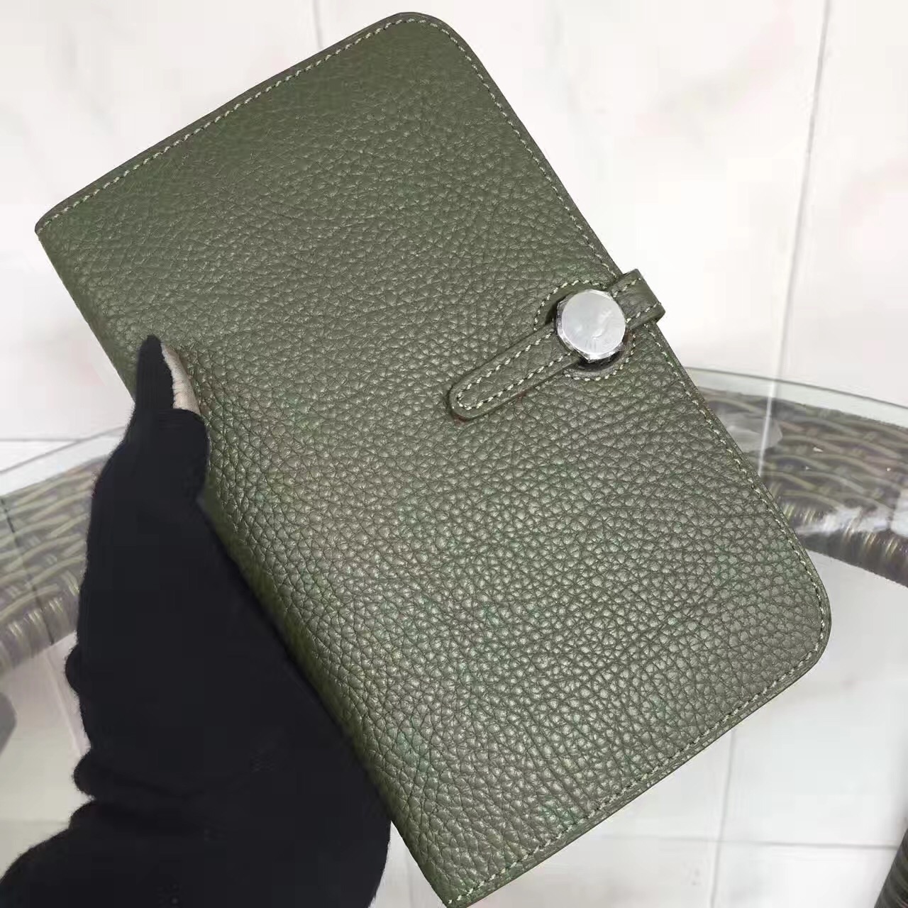 Hermes dogon dark green wallet handbags