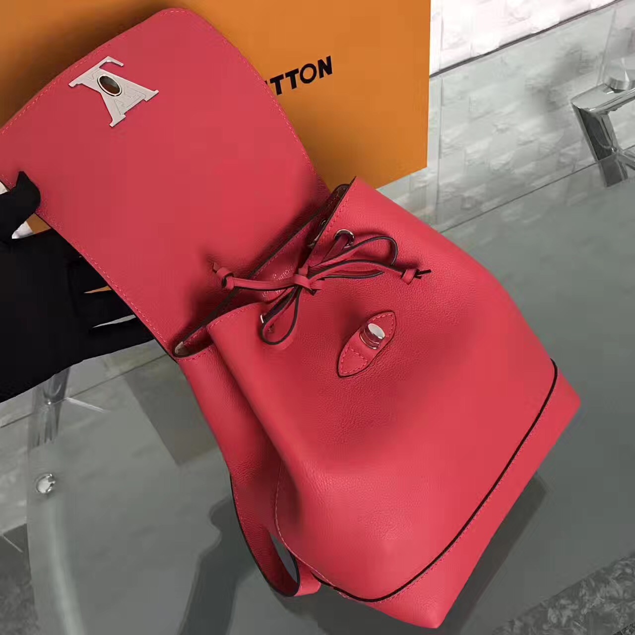 LV Louis Vuitton backpack small leather red handbags