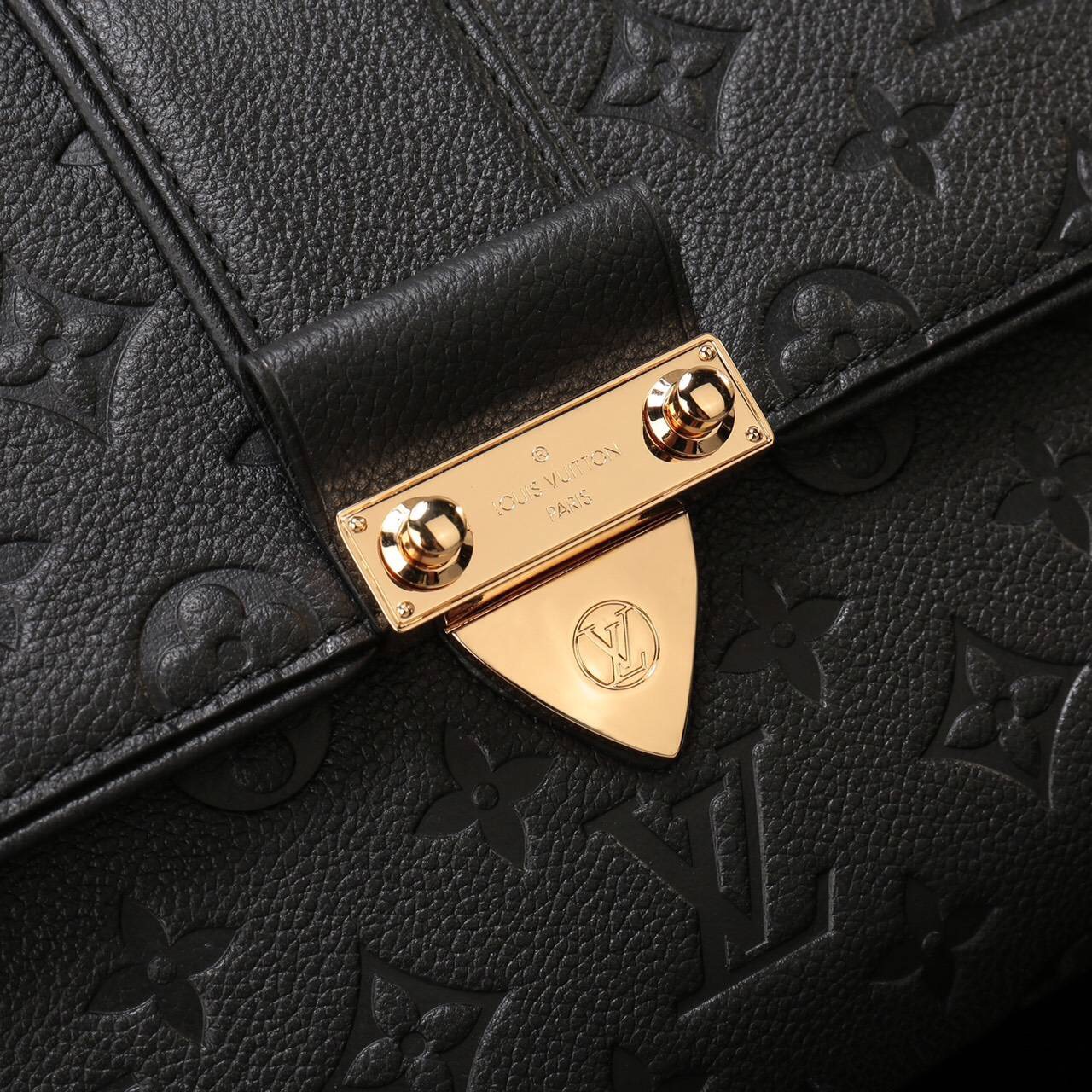 LV Louis Vuitton Saint Sulpice Monogram Real M43392 Leather Handbags bags Black