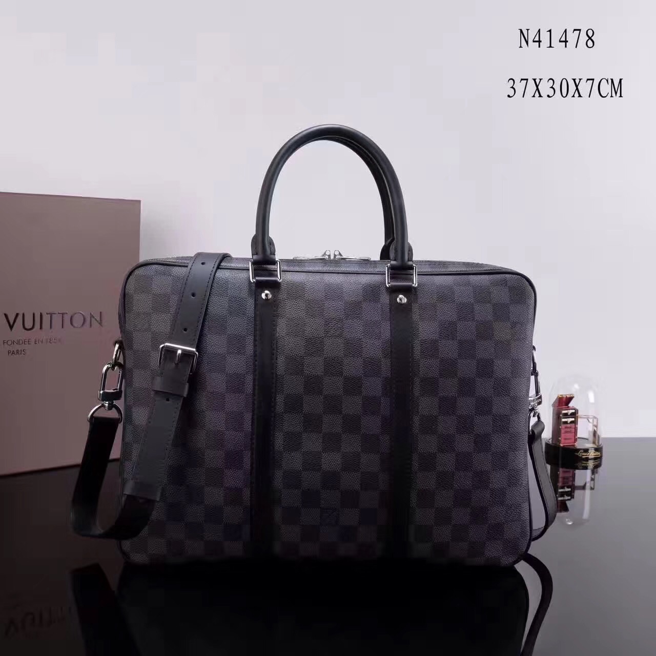 LV Louis Vuitton Porte-Documents Voyage Messenger Damier Handbags N41478 Graphite bags