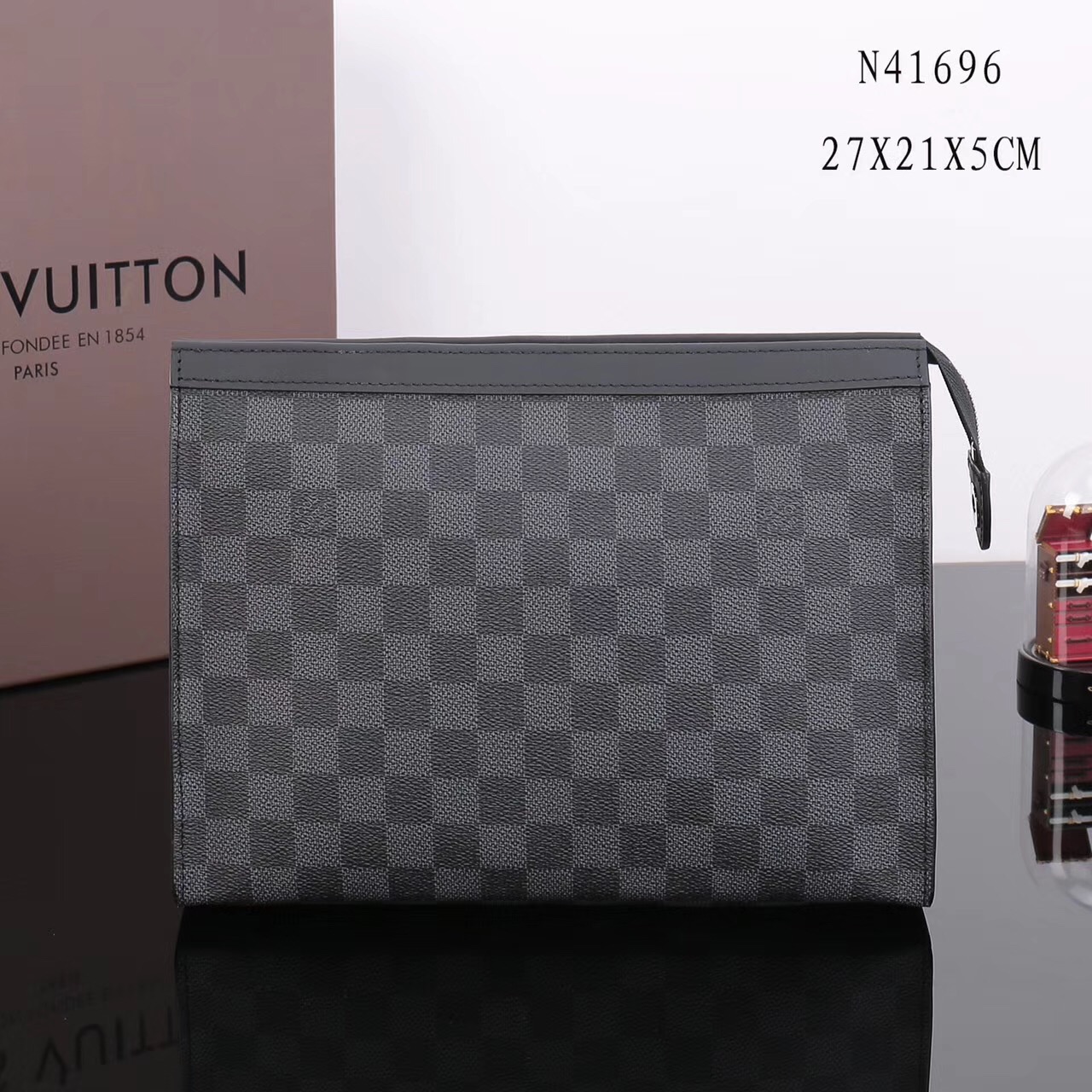 LV Louis Vuitton Pochette Voyage Clutch Damier Handbags N41696 Graphite bags