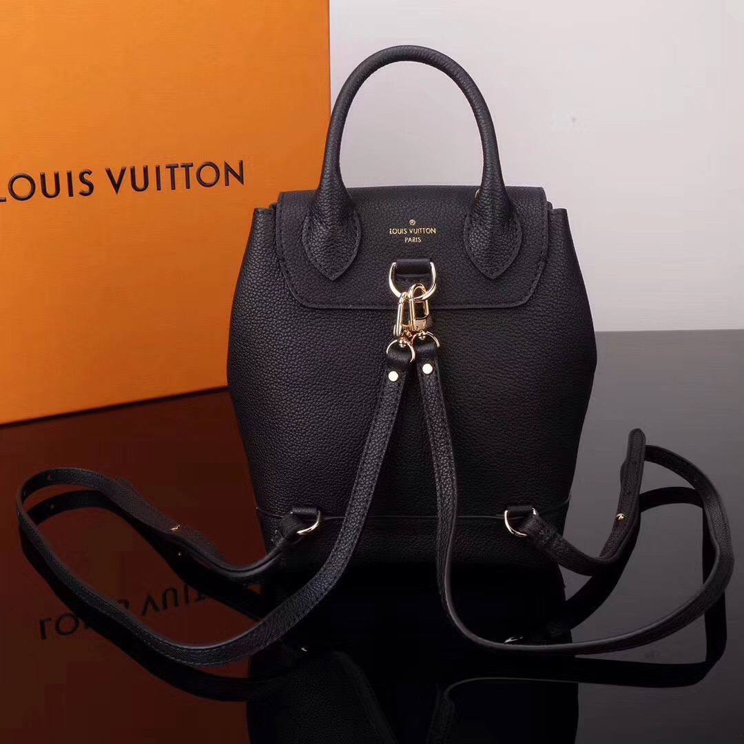 LV Louis Vuitton M54573 Lockme Mini Leather Backpack Real bags Black