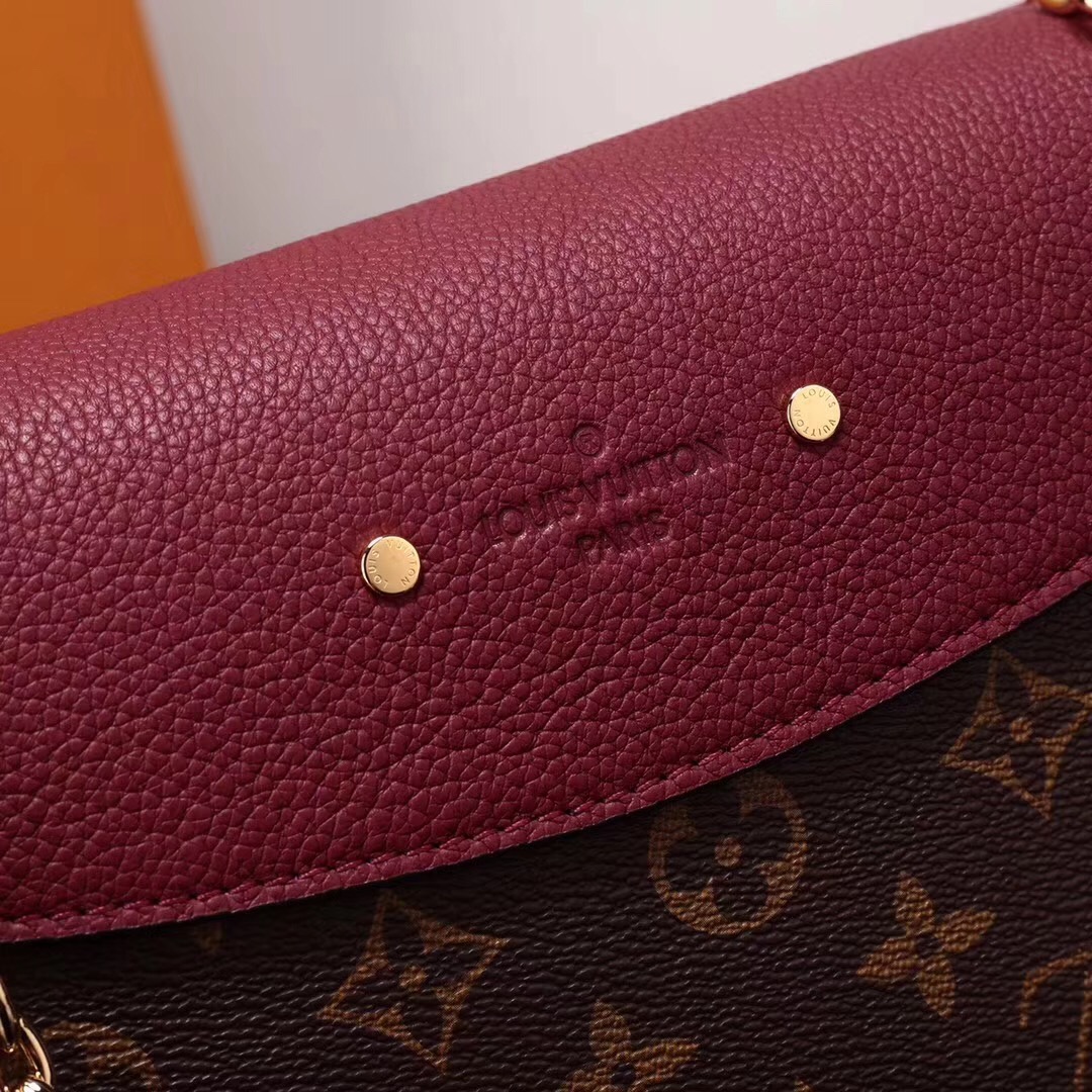 LV Louis Vuitton M43715 Saint Placide Leather Monogram Handbags bags Maroon