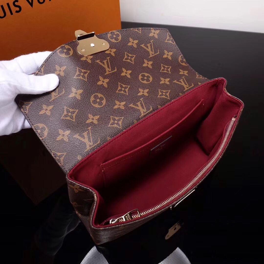 LV Louis Vuitton M43715 Saint Placide Leather Monogram Handbags bags Maroon [LV1013] - $299.00 ...