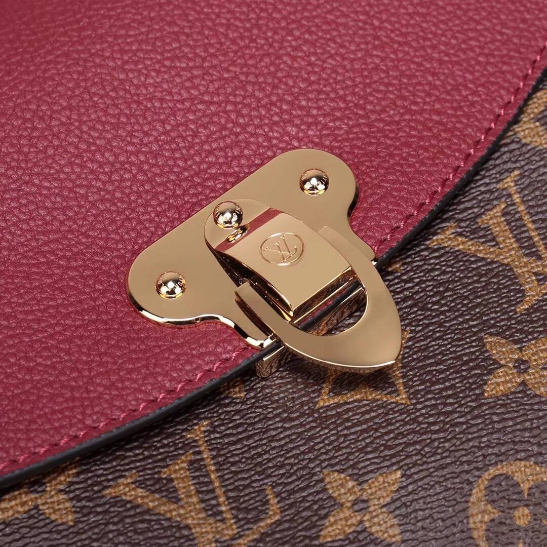 LV Louis Vuitton M43715 Saint Placide Leather Monogram Handbags bags Maroon