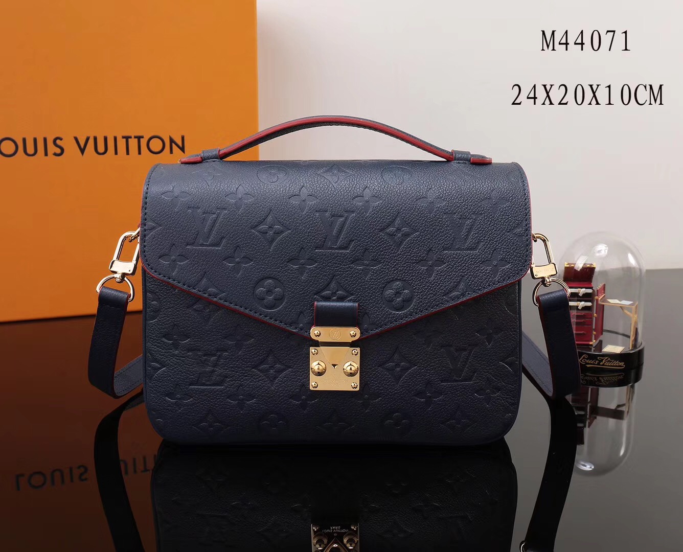 LV Louis Vuitton Pochette Metis bags M44071 Leather Handbags Black&red