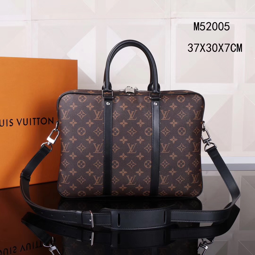 Men LV Louis Vuitton Porte-documents Voyage Handbags M52005 Monogram bags Brown