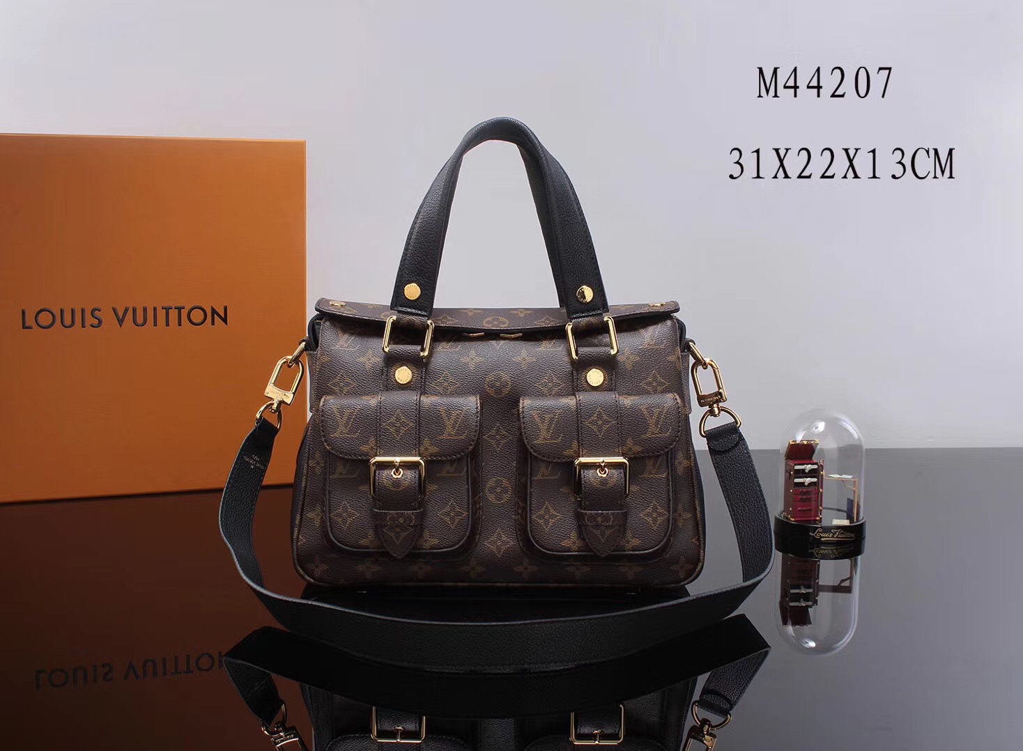 LV Louis Vuitton Monogram M44207 Manhattan Handbags bags Black