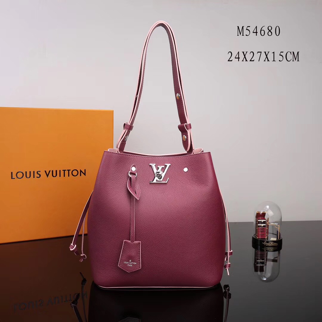 LV Louis Vuitton Lockme Bucket Leather bags M54680 Handbags Wine [LV1099] - $389.00 : Luxury Shop