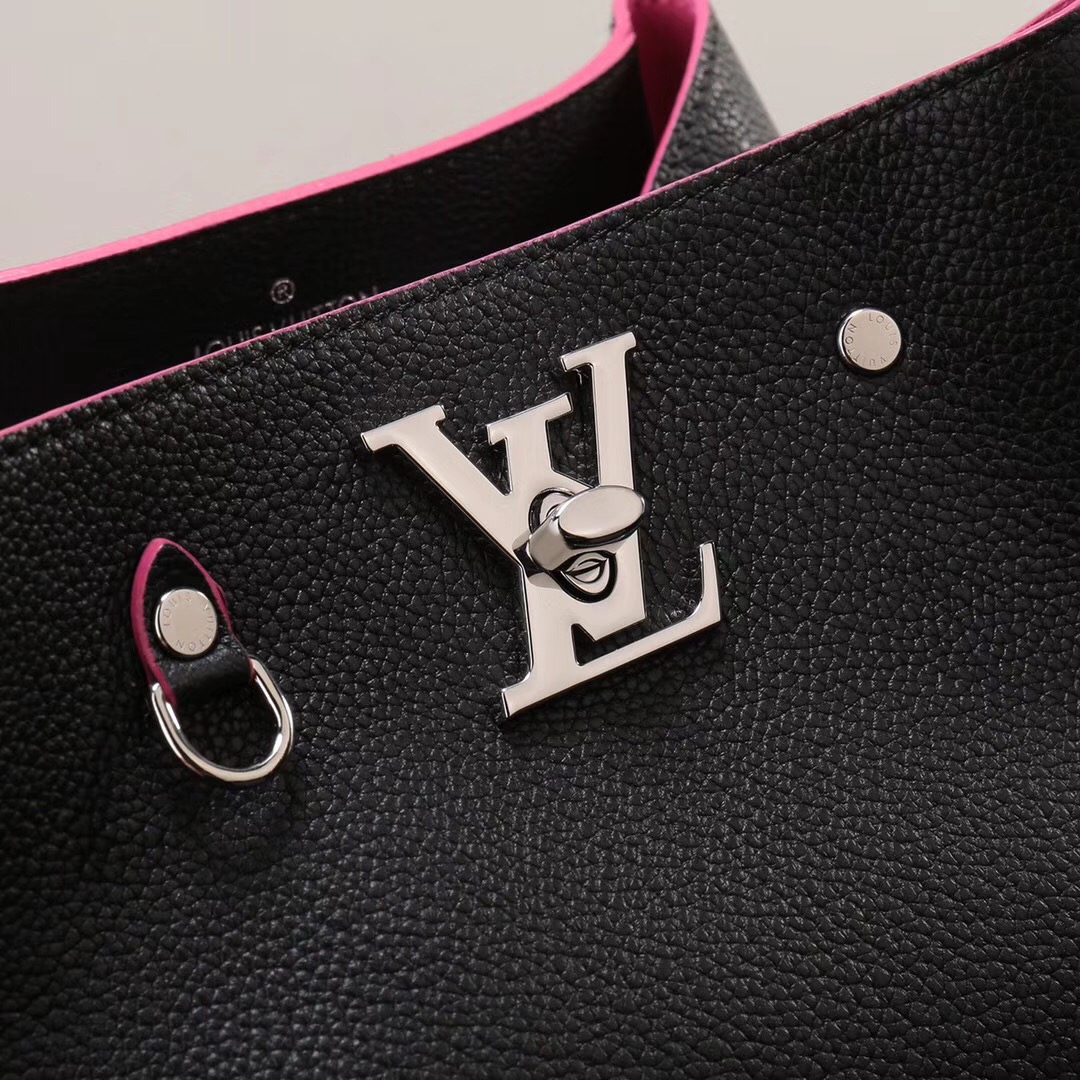 LV Louis Vuitton Lockme Bucket Leather bags M54677 Handbags Black