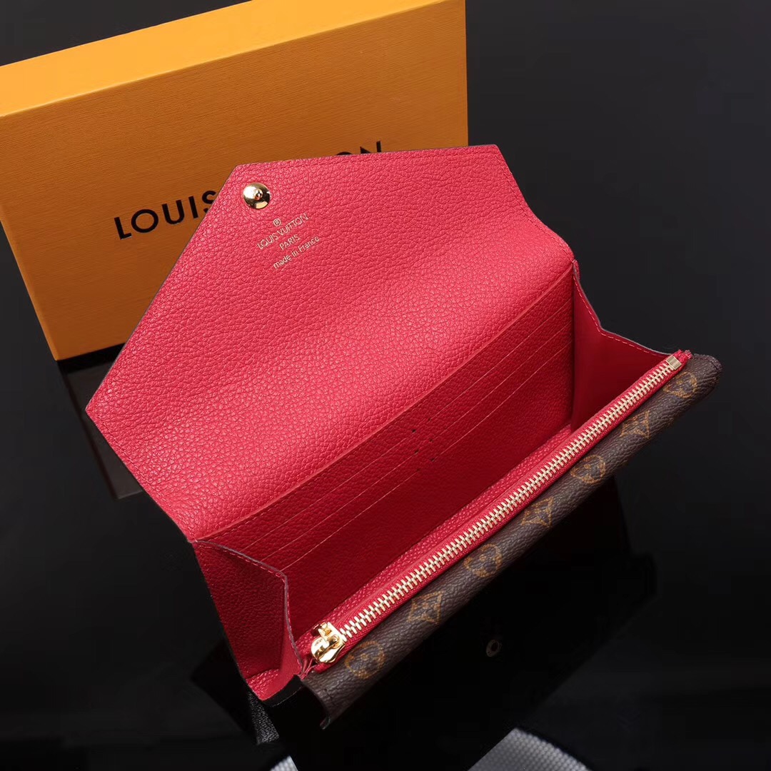 LV Louis Vuitton Monogram Double V Wallet Purse Leather bags M64317 Clutch Red