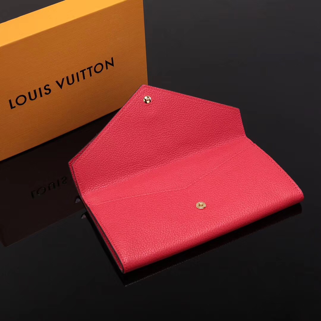 LV Louis Vuitton Monogram Double V Wallet Purse Leather bags M64317 Clutch Red