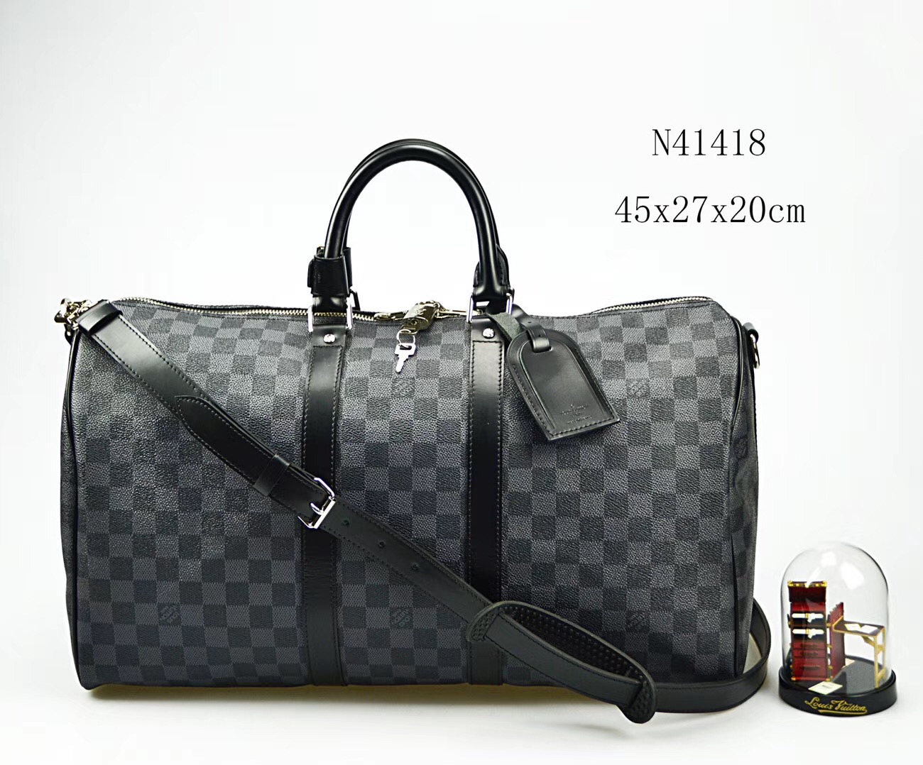 Men LV Louis Vuitton N41418 Keepall 45 Damier Travelling bags Handbags Gray