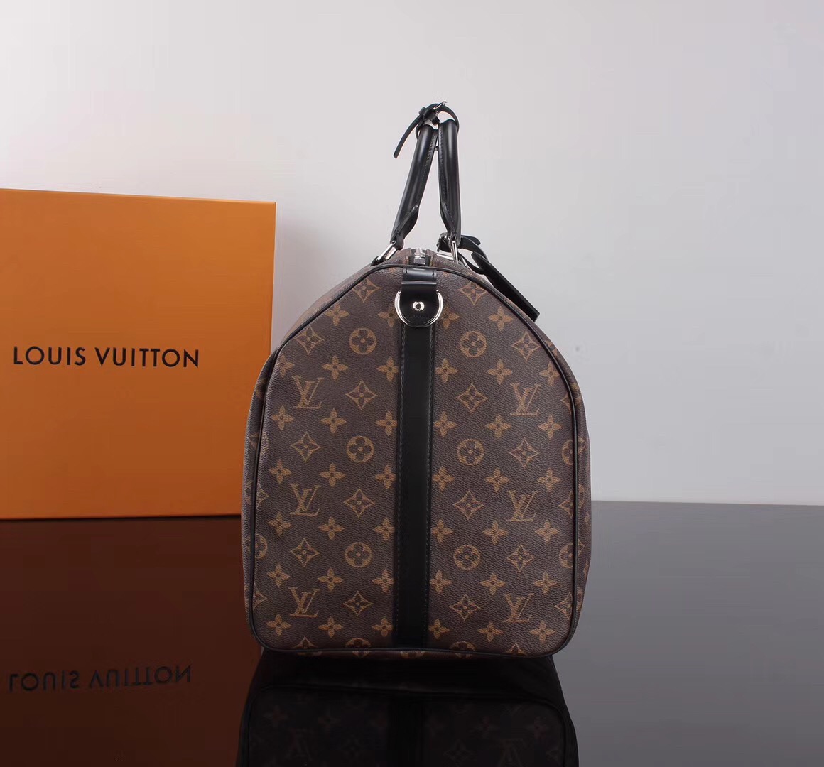 LV Louis Vuitton M56714 Monogram Keepall bags 55 Travelling Handbags Black