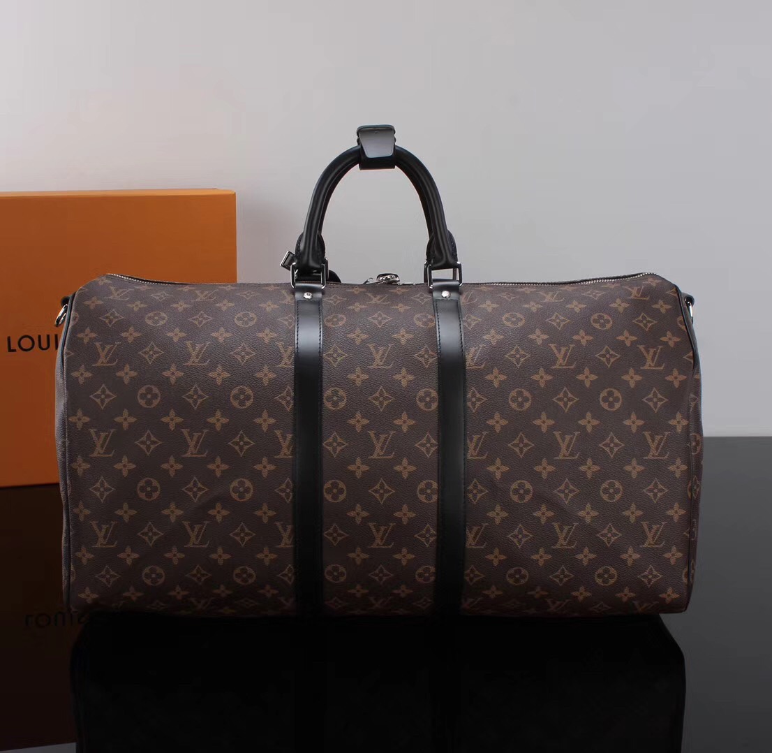 LV Louis Vuitton M56714 Monogram Keepall bags 55 Travelling Handbags Black