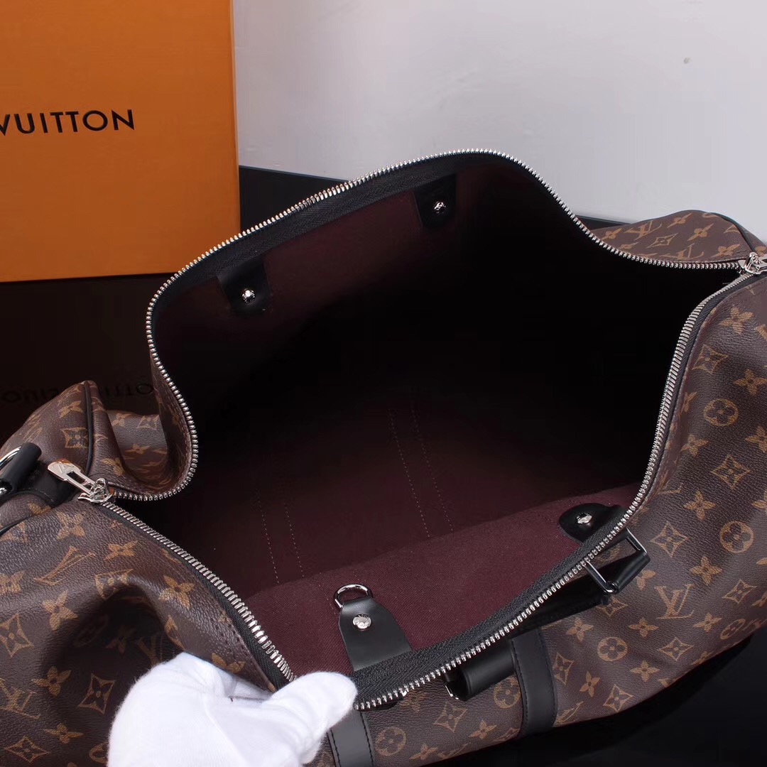 LV Louis Vuitton M56714 Monogram Keepall bags 55 Travelling Handbags Black