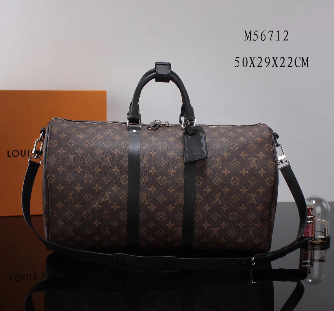 LV Louis Vuitton M56712 Monogram Keepall bags 50 Travelling Handbags Black