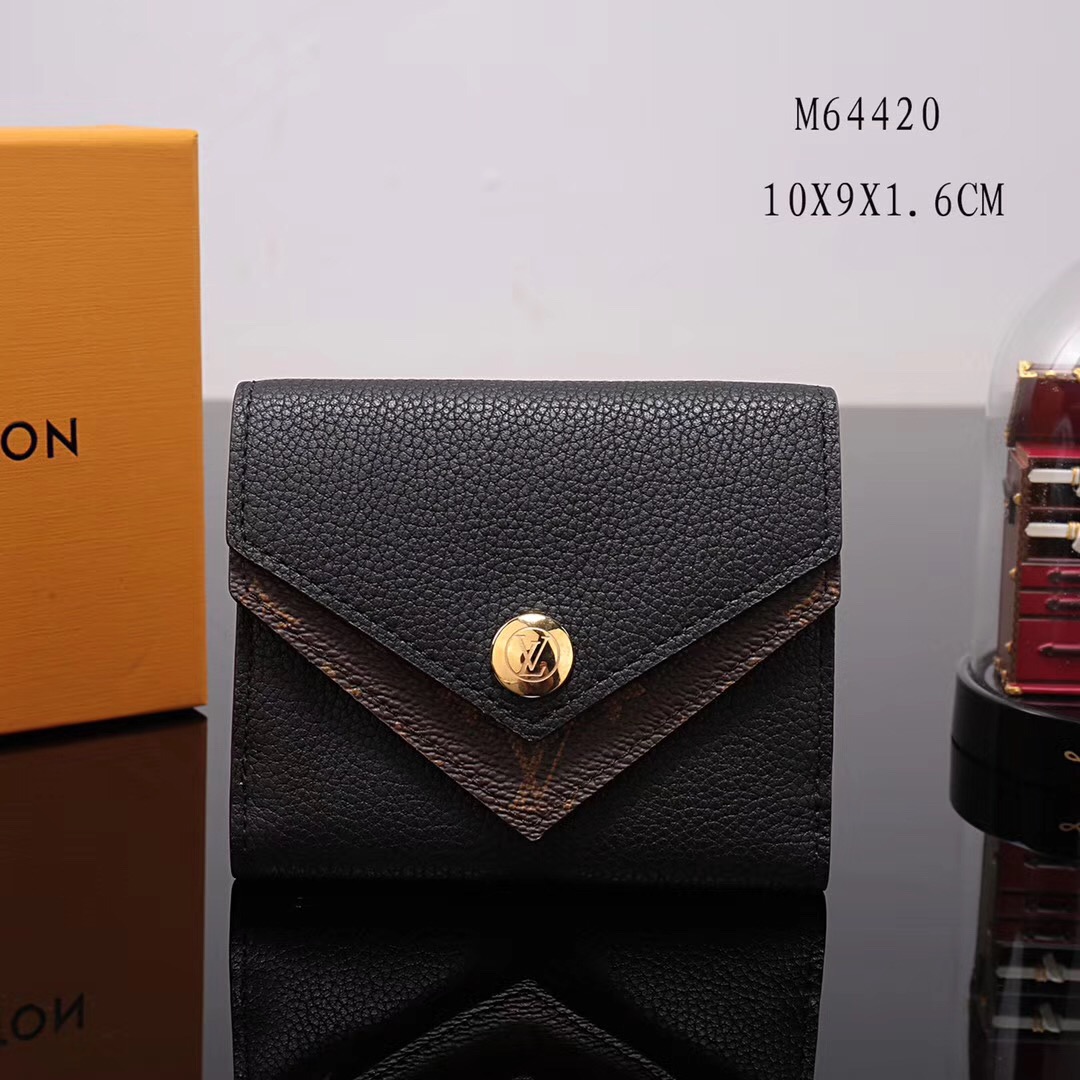 LV Louis Vuitton M64420 Monogram Double V bags Wallet Purse Handbags Black