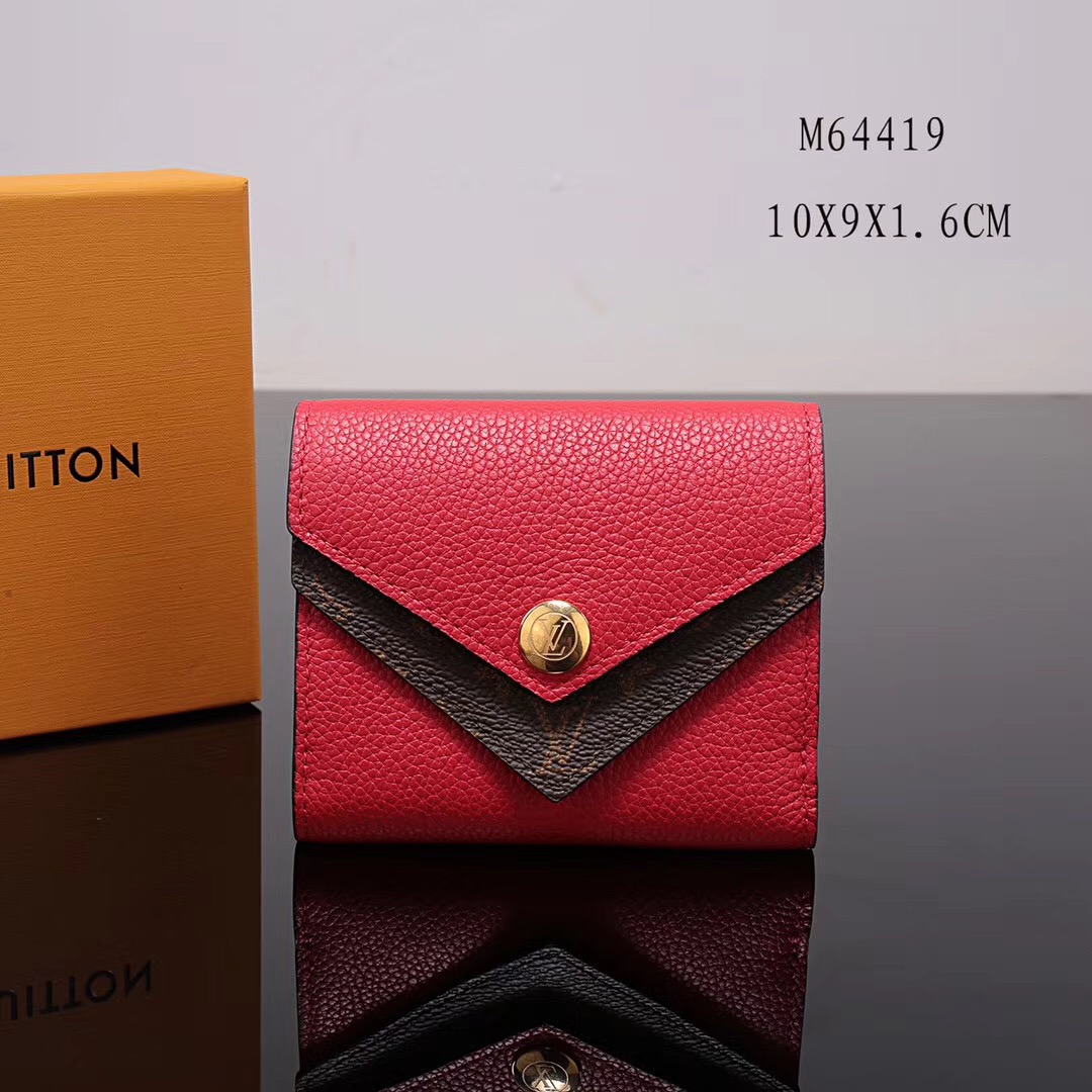 LV Louis Vuitton M64419 Monogram Double V bags Wallet Purse Handbags Red